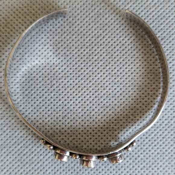 VINTAGE 925 SILVER CUFF BRACELET WITH LIGHT BLUE STONES TOPAZ? - Picture 8 of 8